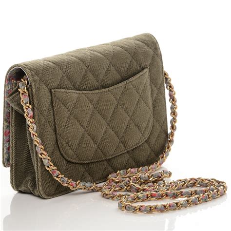 chanel wallet on chain khaki